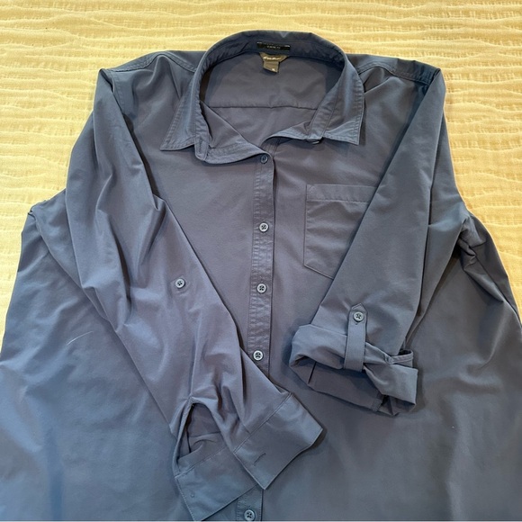 Eddie Bauer Classic Button Down Shirt Blue Stretch XL - Picture 4 of 6